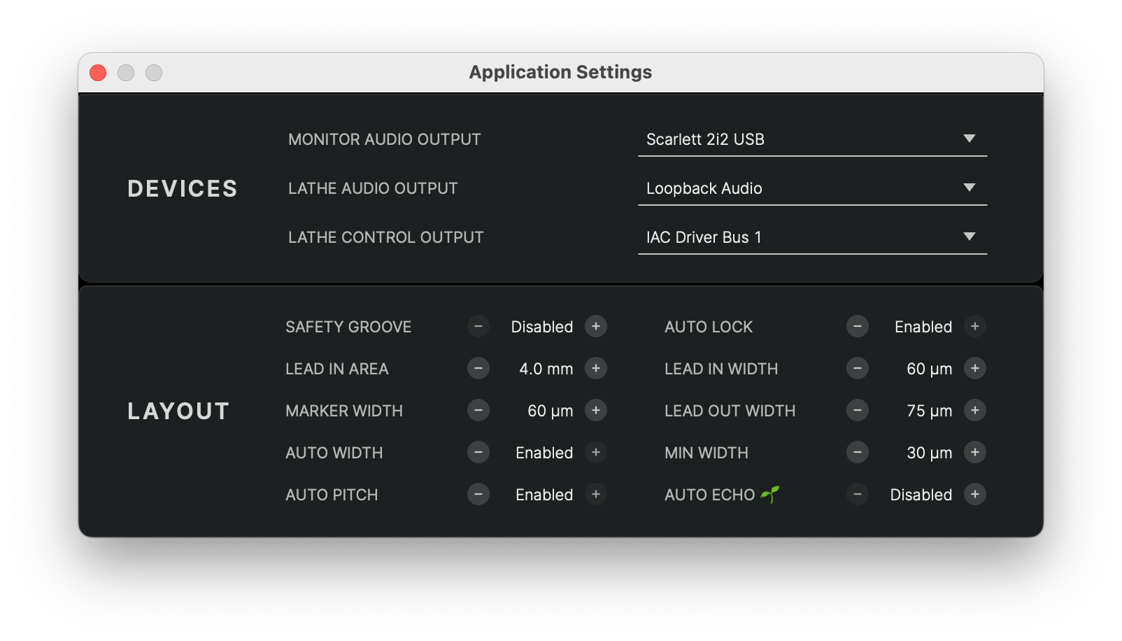 Application Settings Dialog