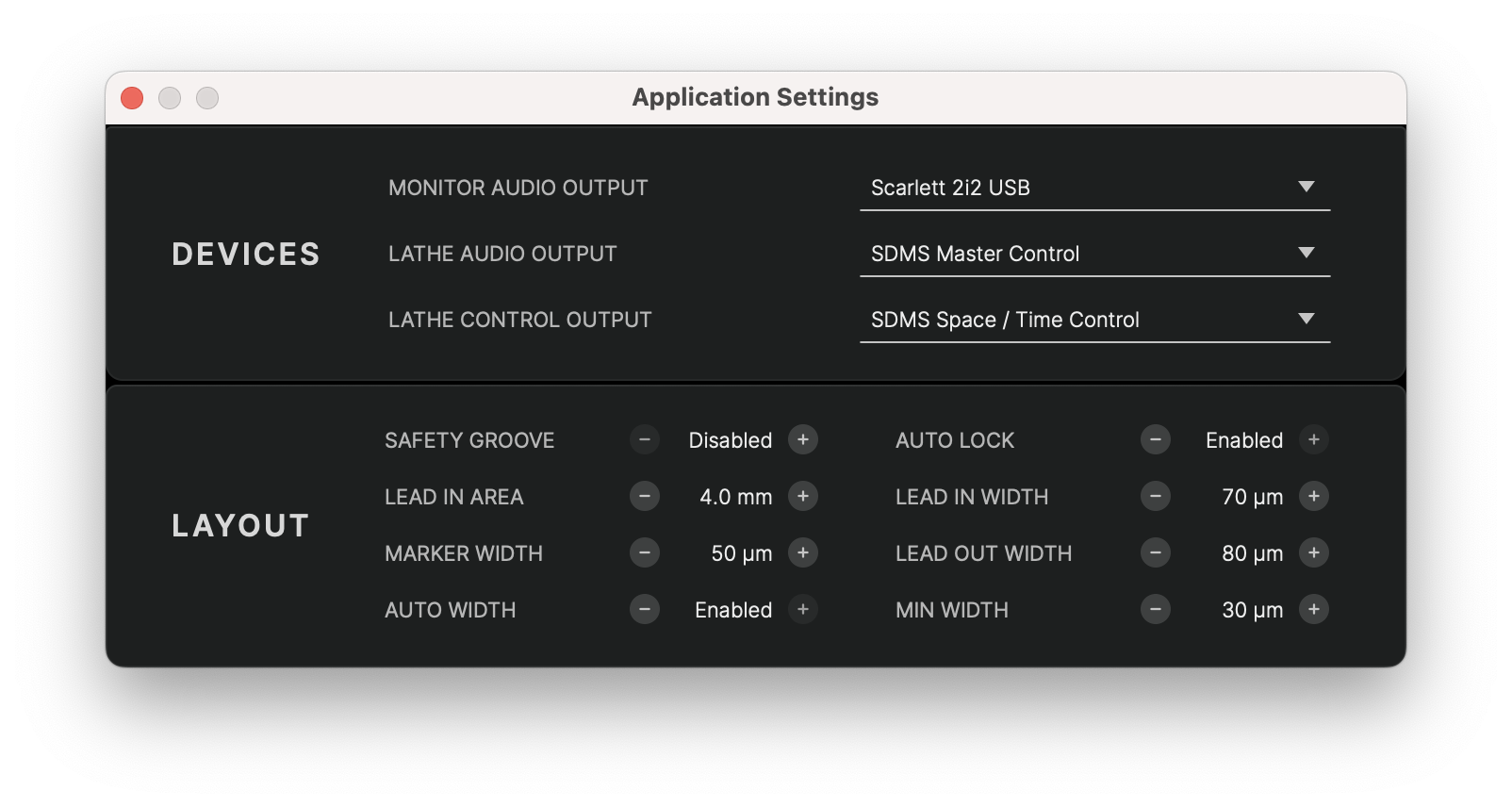 Application Settings Dialog