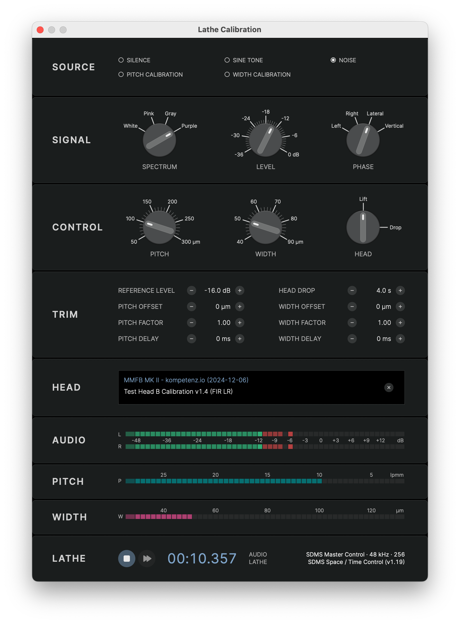 Lathe Calibration Dialog