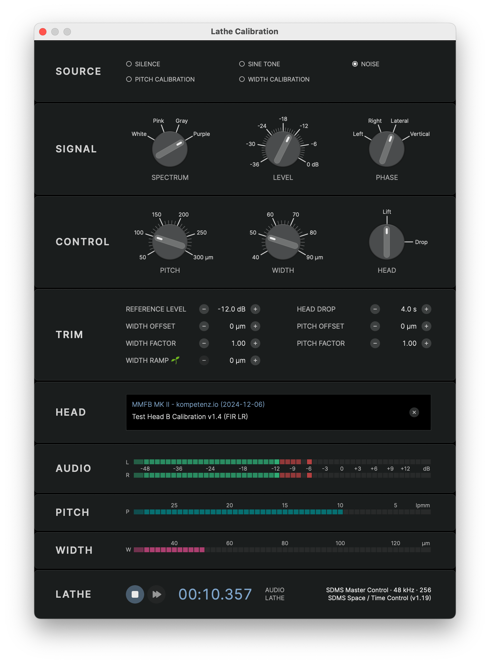 Lathe Calibration Dialog