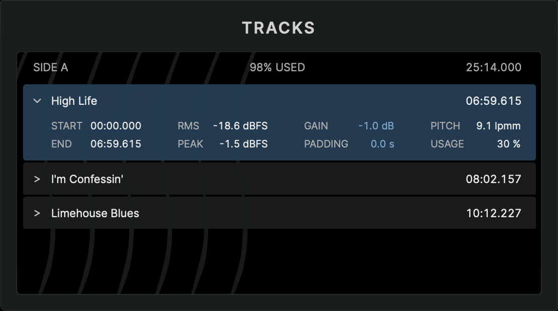 Track List Section
